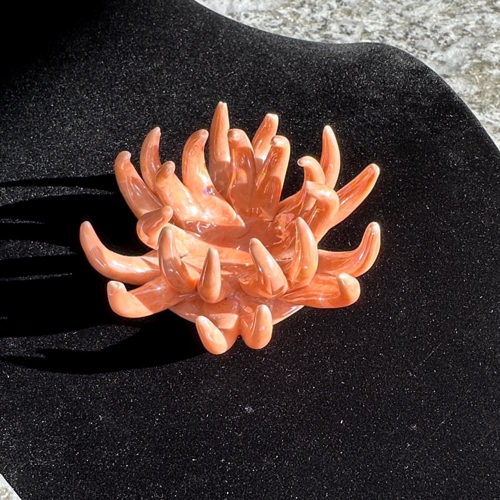 Coral Orange Ceramic Flower Sculpture/Dish